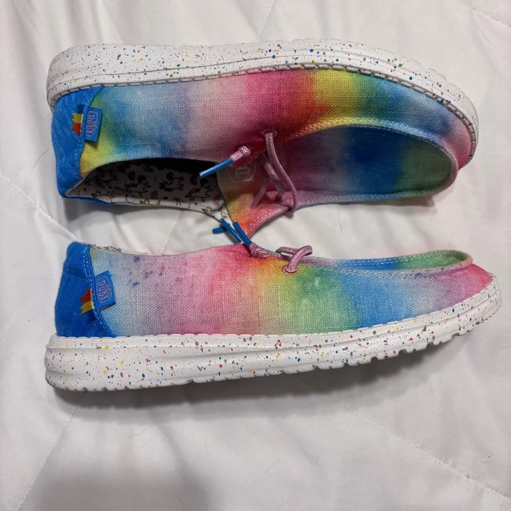 Hey Dude Wendy Dreamer Kids Rainbow Moccasins Comfortable Slip-On Shoes